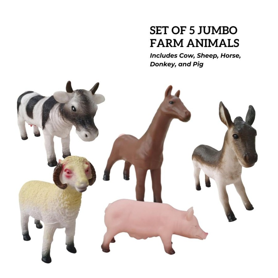 Small World Talking Turtle | Medium Farm Animal Toys For Small World Play - Set Of 5