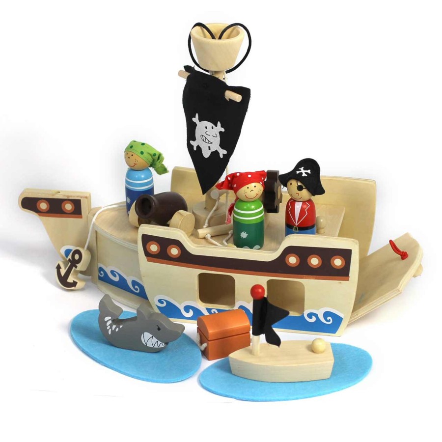 Small World Talking Turtle | Small World Wooden Pirate Ship Playset With Figures & Accessories