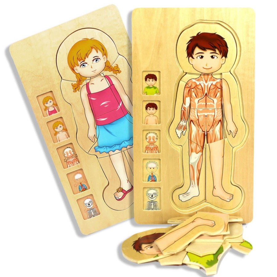 Jigsaws Talking Turtle | Wooden Jigsaw Puzzle Bundle - Human Body Boy & Girl