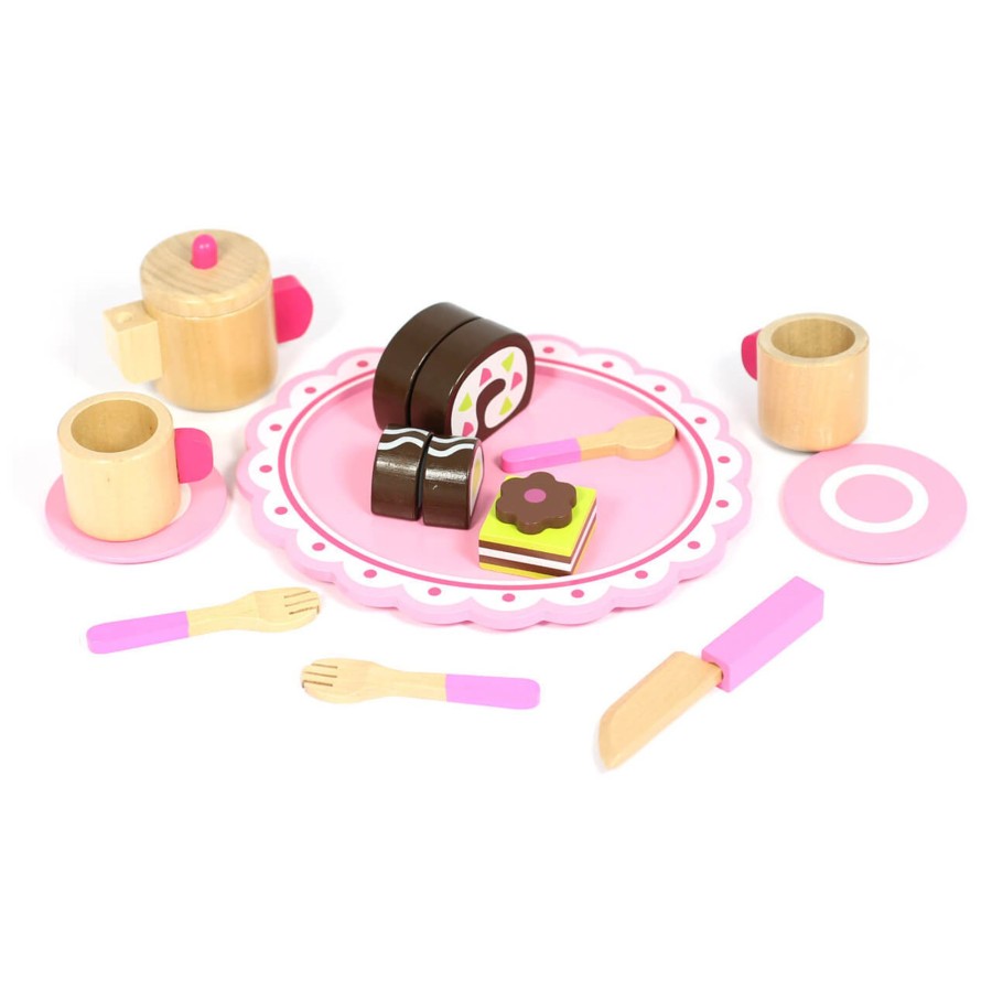 Role-Play Talking Turtle | Wooden Afternoon Tea Set With Accessories Ideal For Pretend Play