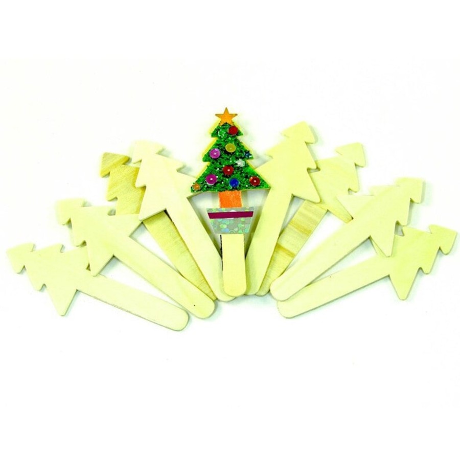 Arts & Crafts Talking Turtle | Christmas Tree Wooden Craft Sticks -10Pk