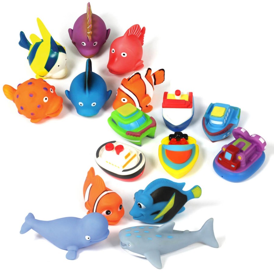 Messy Play Talking Turtle | 16Pc Boat & Fish Bath Toys & Water Toys