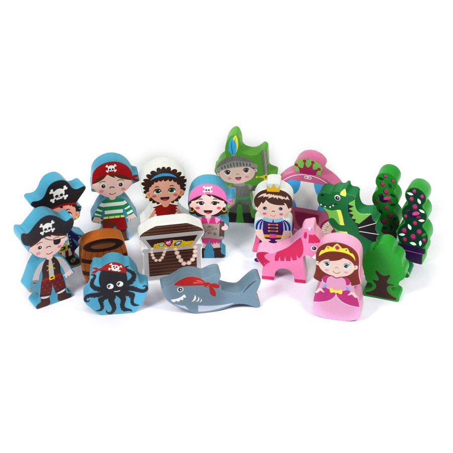 Small World Talking Turtle | Small World Pirates & Knights Wooden Figures - 18Pcs