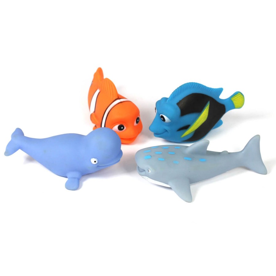 Messy Play Talking Turtle | 4Pc Large Fish Bath Toy Squirters