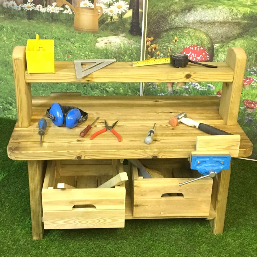 Outdoors Talking Turtle | Outdoor Wooden Small Workbench With Vice