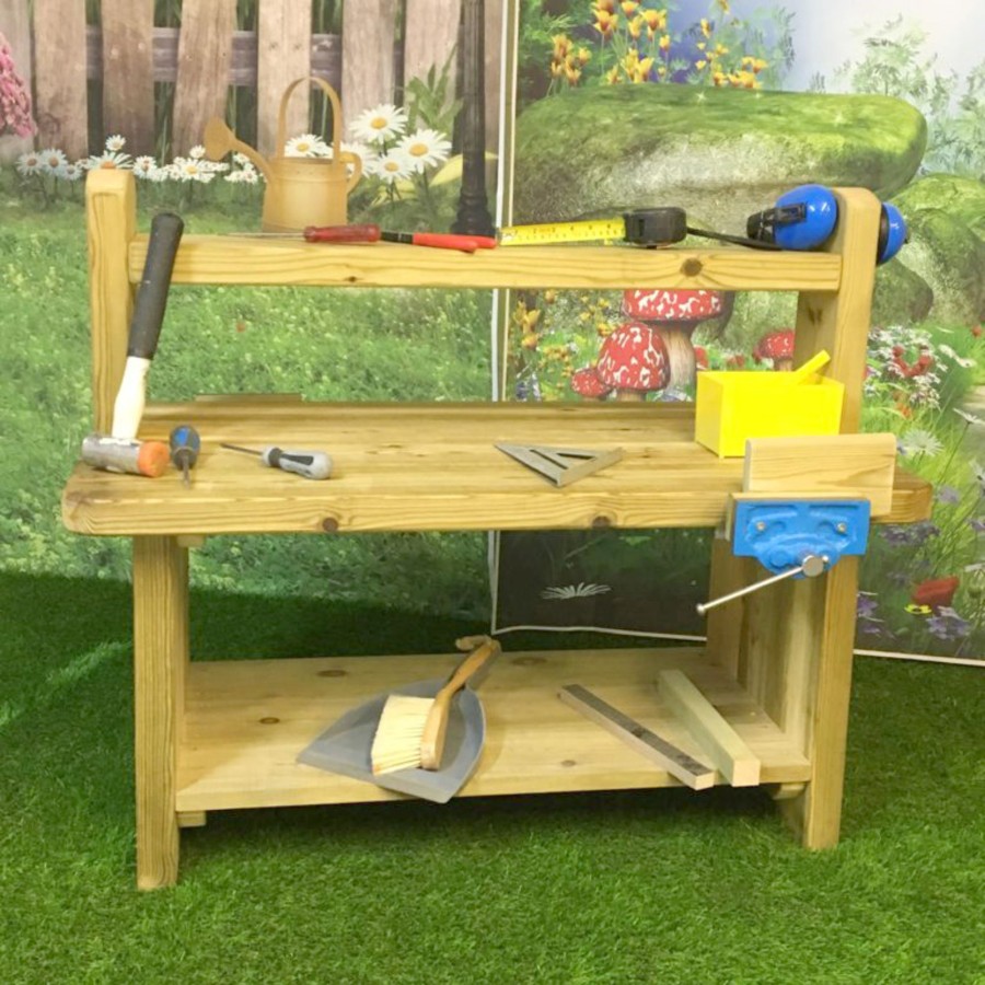 Outdoors Talking Turtle | Outdoor Wooden Small Workbench With Vice