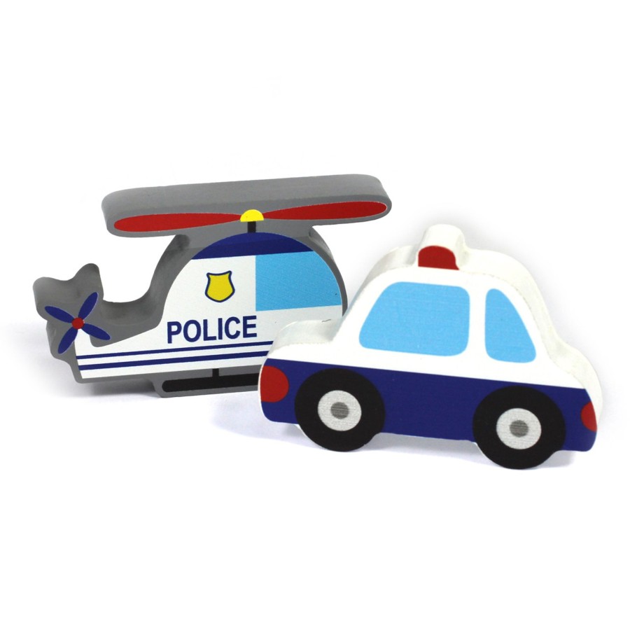 Small World Talking Turtle | Chunky Wooden Police Helicopter & Car Set For Small World Imaginative Play.