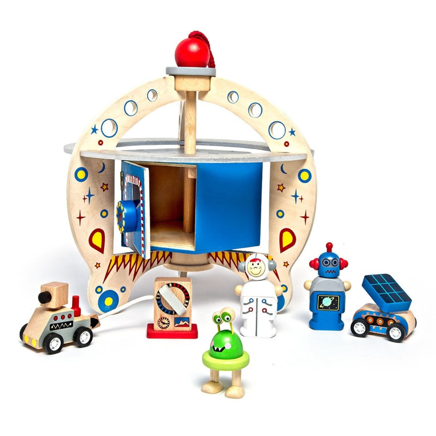 Small World Talking Turtle | Eco-Friendly Small World Wooden Space Station Playset For Galactic Adventures