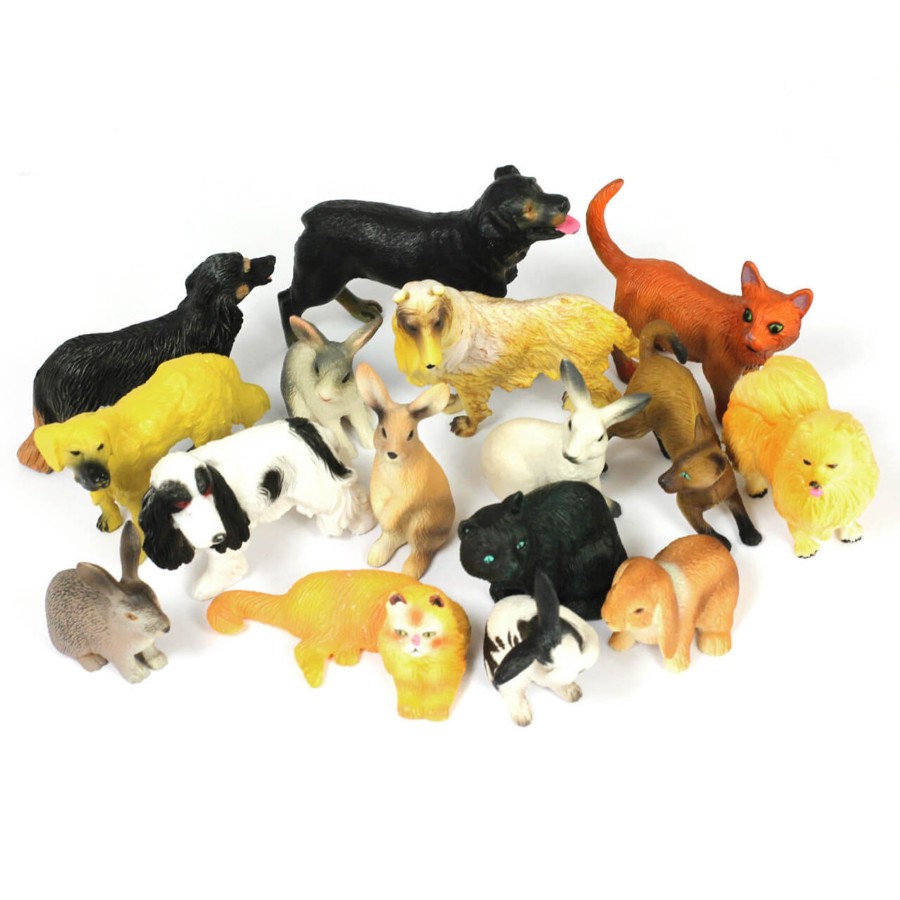 Small World Talking Turtle | Small World Domestic Pet Dog Cat & Rabbit Figures - 16Pc For Pretend Play