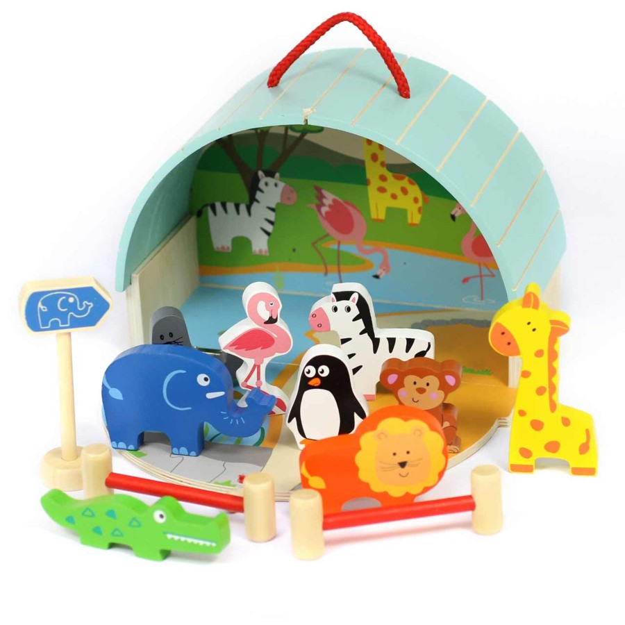 Small World Talking Turtle | Small World Portable Wooden Zoo Playset