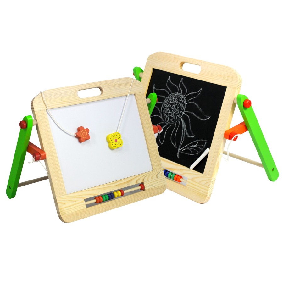 Arts & Crafts Talking Turtle | Reversible Wooden Tabletop Whiteboard & Chalkboard Easel