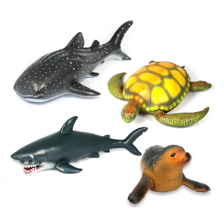 Jumbo Animals Talking Turtle | Realistic Jumbo Sea Animal Set Of 4 For Imaginative Small World Play