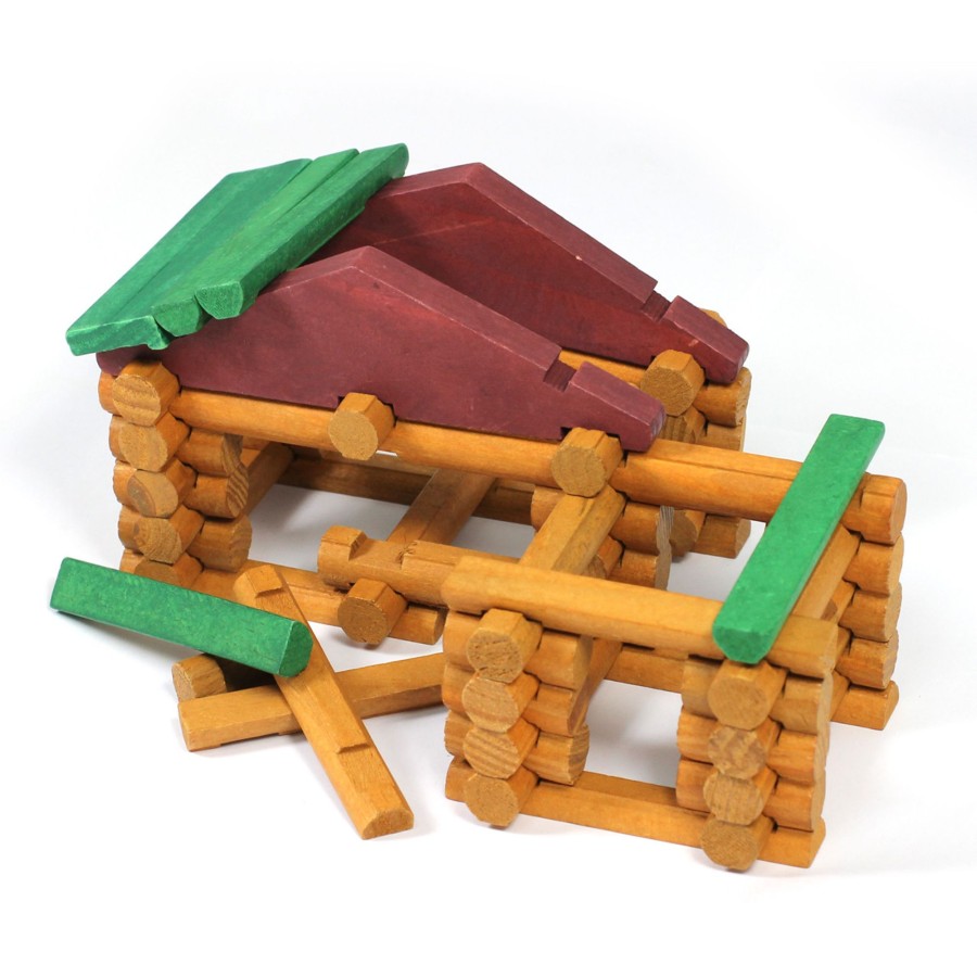 Loose Parts Talking Turtle | 90Pc Wooden Forest Log Cabin Construction Set - Durable & Educational